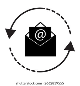 Email sync icon with circular arrows and envelope symbol