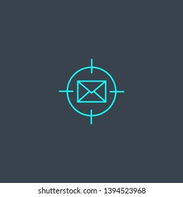 email targeting concept blue line icon. Simple thin element on dark background. email targeting concept outline symbol design. Can be used for web and mobile UI/UX