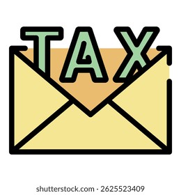 Ícone de imposto de email. Contorno de e-mail ícone do vetor de imposto cor plana isolado