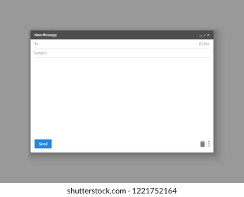 Email Template. Blank E-mail Browser Window. Mail Message Web Page Vector Frame