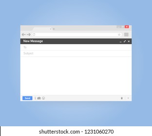 Email template. Blank e-mail browser window. Mail message web page vector frame. Vector stock illustration.