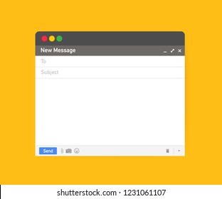 Email Template. Blank E-mail Browser Window. Mail Message Web Page Vector Frame. Vector Stock Illustration.