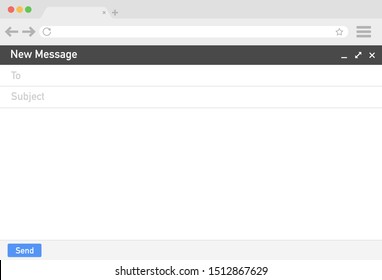 Email Template. Blank E-mail Browser Window. Mail Message Web Page Vector Frame. Vector Illustration.