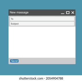 Email template. Blank e-mail browser window. Mail message web page vector frame. Vector illustration.