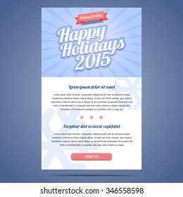 Email Template With Greeting Christmas And Happy New Year. Vector Illustration.