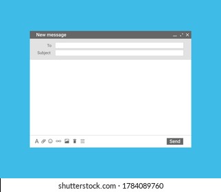 Email Template Mail Mockup Window Browser. Blank Screen Gmail Template Message Ui Interface