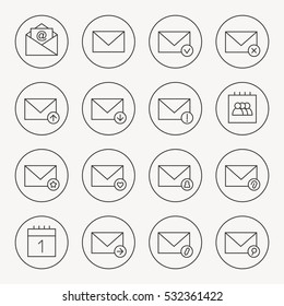 E-mail thin line icon set