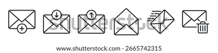 Email thin line icon set. Mail, envelope, letter minimal icons