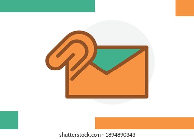
Email transfer icon colored line symbol. Premium quality isolated email element. 
