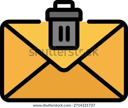Email Trash Icon: Delete Message Concept