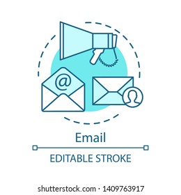 Email turquoise concept icon. Communication,chatting idea thin line illustration. Social media app, web chat. Mailing, email marketing. Vector isolated outline drawing. Editable stroke