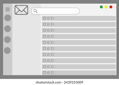 Email UI interface on inbox window illustration