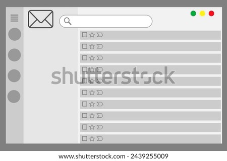 Email UI interface on inbox window illustration