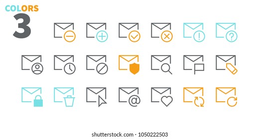 Email UI Pixel Perfect Well-crafted Vector Thin Line Icons 48x48 Ready for 24x24 Grid for Web Graphics and Apps with Editable Stroke. Simple Minimal Pictogram Part 1-5