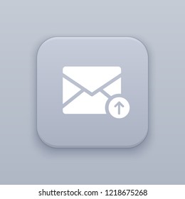 E-mail up, upwards mail button, best vector on a gray background