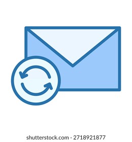 Ícone de atualização de email mostrando conceitos de atualização e sincronização para plataformas de comunicação e ferramentas digitais.