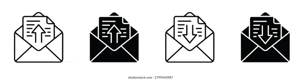 Email Upload and Download Icon Set, Message Sending and Receiving Concept, Vector Illustration new