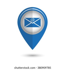 email - vector icon;  blue map pointer