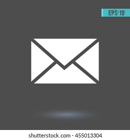 Email vector icon. Graphic symbol for web design, logo. White glyph on a gray background. Isolated sign.