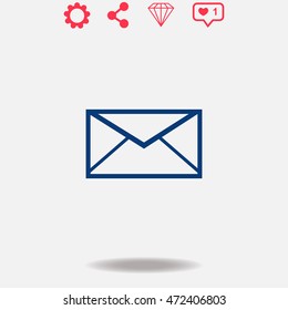 Email vector icon on grey background.
