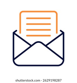 Email Vector Icon for Online Message and Digital Communication. Clean paperwork and web mail design for remote interaction. Line Duo Tone Icon