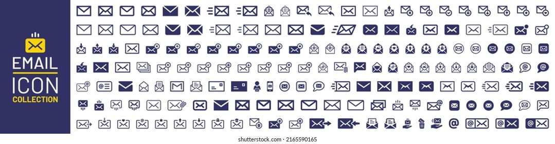 Email vector icon set. E-Mail envelope collection, contact symbol.