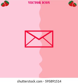 Email vector  icon. Strawberry Background.