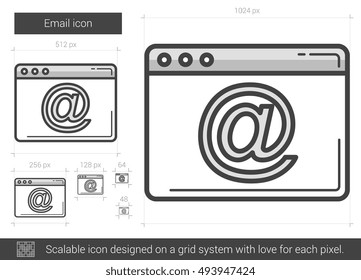 Email vector line icon isolated on white background. Email line icon for infographic, website or app. Scalable icon designed on a grid system.