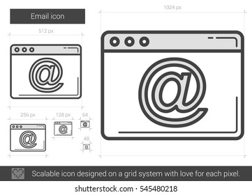 Email vector line icon isolated on white background. Email line icon for infographic, website or app. Scalable icon designed on a grid system.
