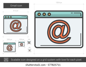 Email vector line icon isolated on white background. Email line icon for infographic, website or app. Scalable icon designed on a grid system.