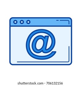 Email vector line icon isolated on white background. Email line icon for infographic, website or app. Blue icon designed on a grid system.