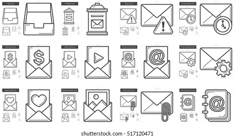 Icono de línea vectorial de correo electrónico aislado en fondo blanco. Juego de iconos de línea de correo electrónico para infografía, sitio web o aplicación. Icono escalable diseñado en un sistema de cuadrícula.