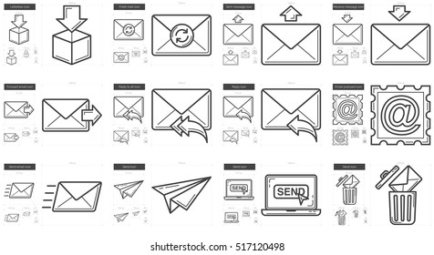 Email vector line icon set isolated on white background. Email line icon set for infographic, website or app. Scalable icon designed on a grid system.