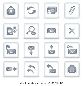 E-mail vector web icons, white square buttons