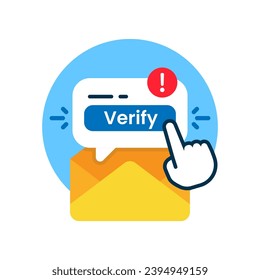 Botón de verificación de correo electrónico para la ilustración de concepto de seguridad de cuenta vector de diseño plano. elemento gráfico moderno para ui, infografía, icono