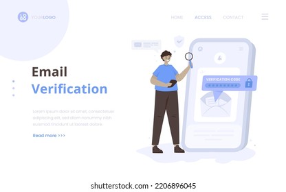 Email Verification To Validate Account Illustration Landing Page