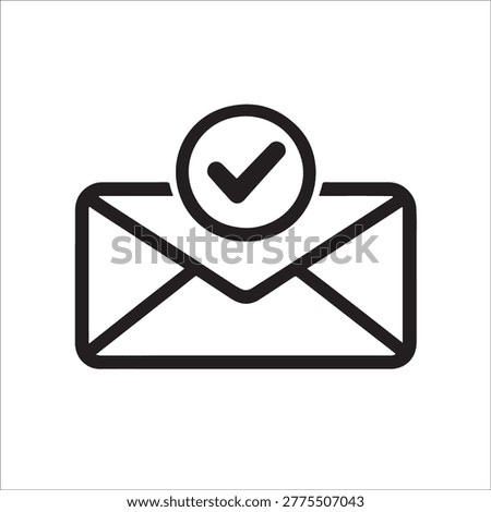 Email Verified Icon, Message Delivered Symbol, Mail Confirmation Outline