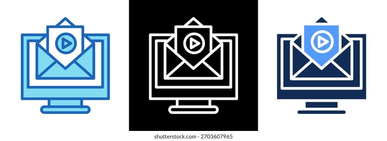 Video Email Icon tripplestyle Ilustración vectorial