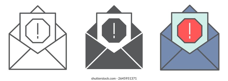 Coleção de ícones de vírus de e-mail, segurança e e-mail, gráficos de conjunto de vetores de sinal de spam, traço editável ícone linear, eps 10
