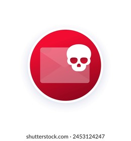 correo electrónico con icono de virus, malware o phishing, Vector de spam de correo