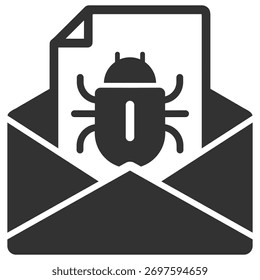 Icono de virus de correo electrónico. Símbolo de ataque de malware y phishing en fondo transparente