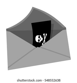 E-mail with virus icon in outline style isolated on white background. Hackers and hacking symbol stock vector illustration.