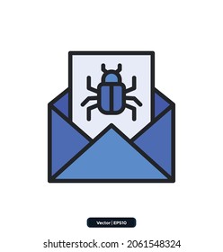 Email Virus icon. Protection and Security Icons Set. Cyber Security Icon Concept. Pixel perfect.