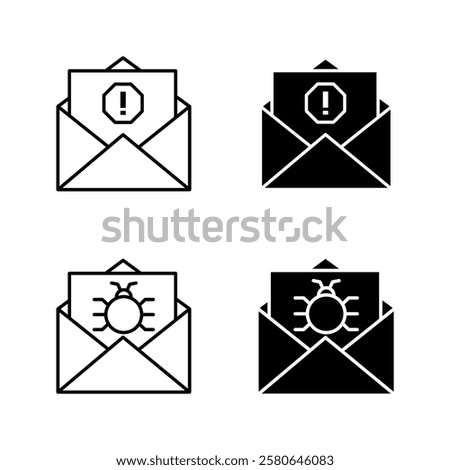 Email virus icon set color editable