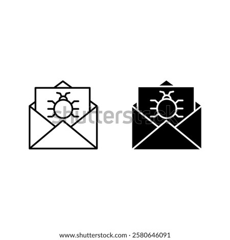 Email virus icon set color editable