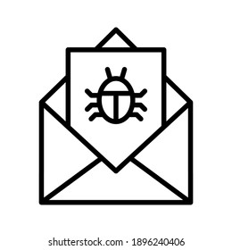 Correo electrónico, virus, malware, bug, imagen vectorial de icono spam. También se puede usar para la ciberseguridad. Idóneo para aplicaciones web, aplicaciones móviles y medios impresos.