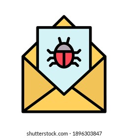 Email, virus, malware, bug, spam icon vector image. Can also be used for cyber security. Suitable for use on web apps, mobile apps and print media.