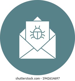 E-Mail, Virus, Malware, Fehler, Spam-Symbol Vektorbild. Kann auch für die Cybersicherheit verwendet werden. Geeignet für den Einsatz in Web-Apps, mobilen Apps und Printmedien.