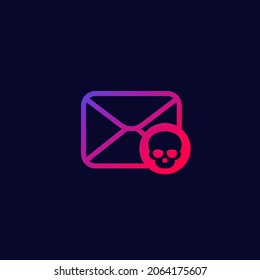 email with virus, malware or phishing icon, vector