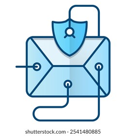 Email virus threat icon, blue gradient vector illustration